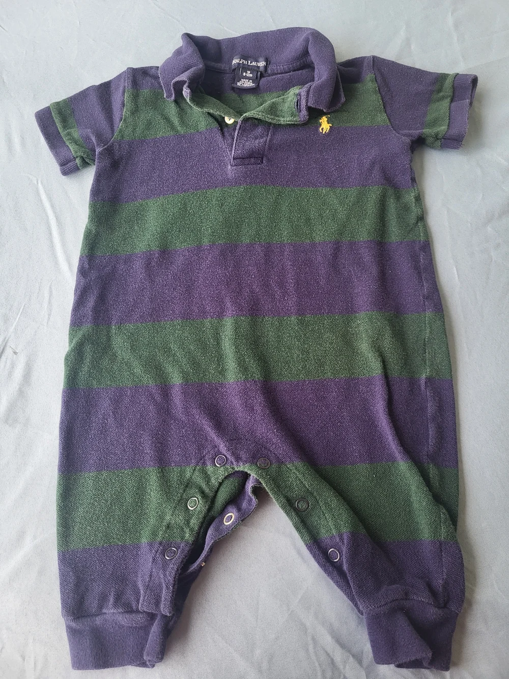 Ralph Lauren Purple and Green Striped Polo One-Piece